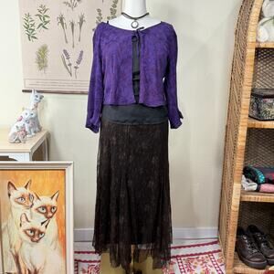 Vintage 90s Flare Sleeve Cardigan Hippie Boho Whimsigoth Witchy Dark Fairy L XL